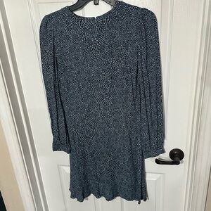 LOFT Navy Speckled Long Sleeve mini Dress buttoned